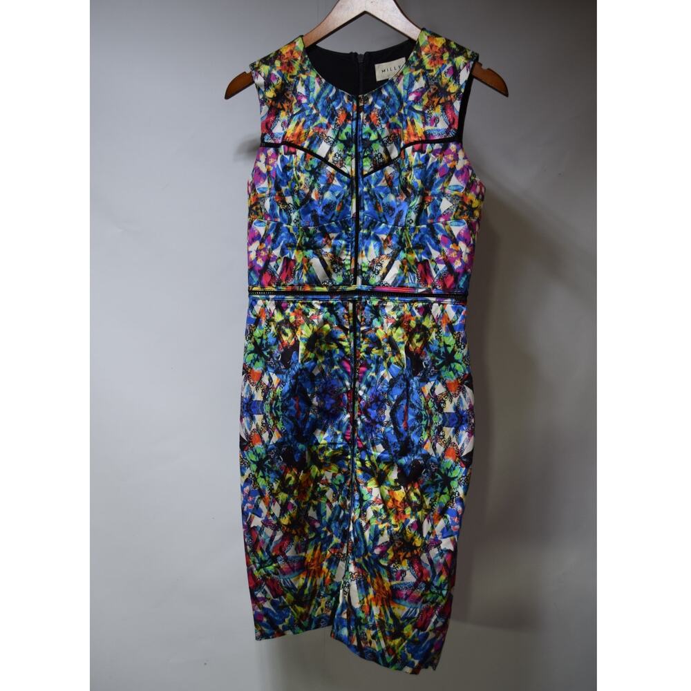 Milly Size 4 Multicolor Abstract Print Cutout Sheath Dress